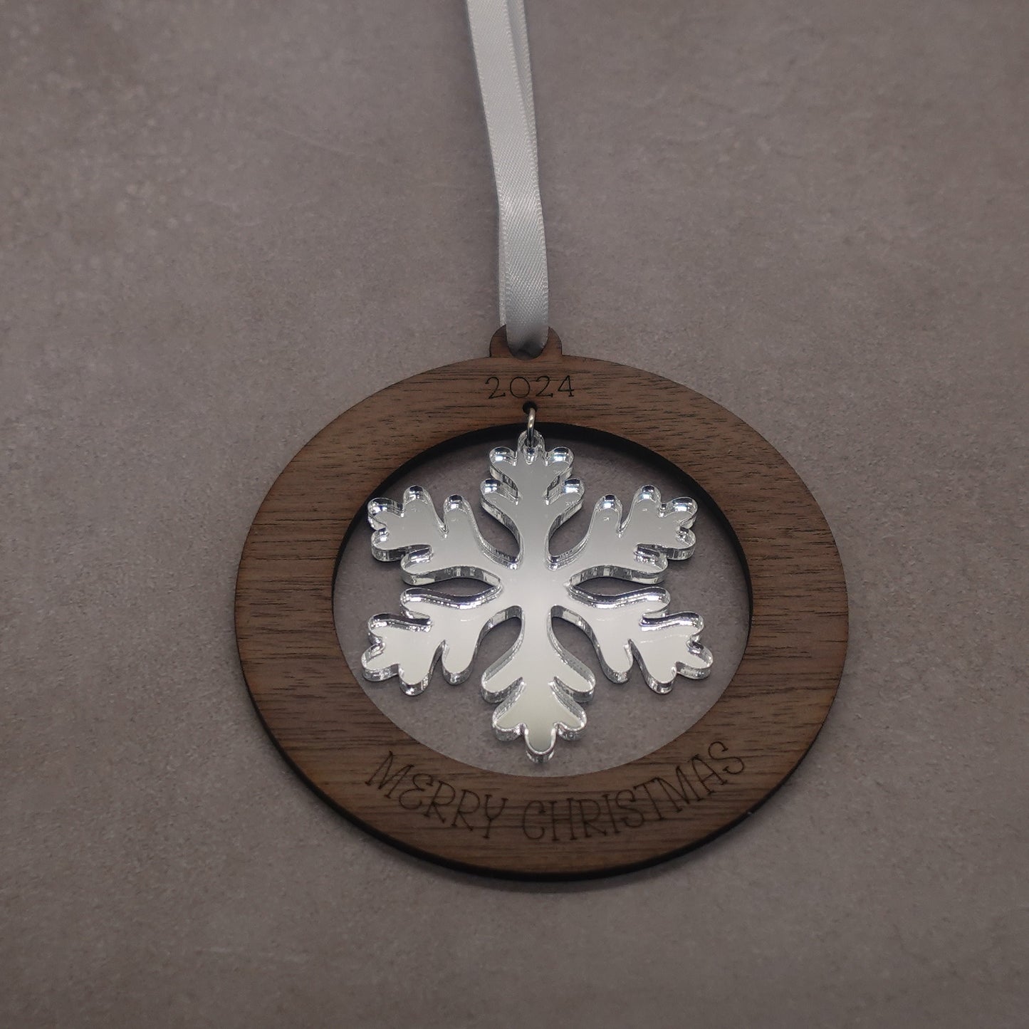 Snowflake and Wood Ornament